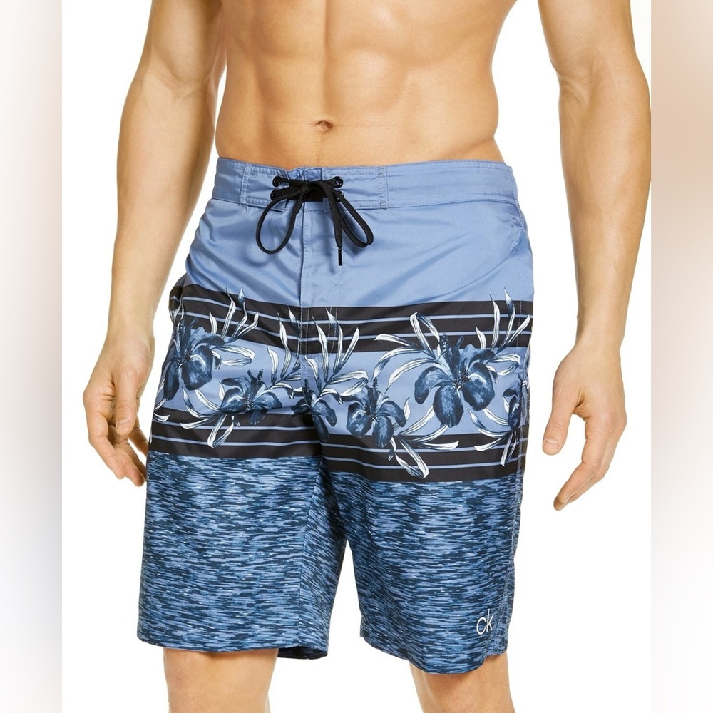 Calvin Klein Men's Blue Floral Swim Shorts